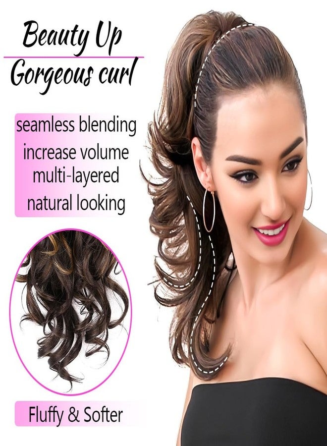 KAVSORAPI Ponytail Extension,Drawstring Ponytail 12 Inch,Short Curly Synthetic Natural Wavy Clip On Pony Tail Hair Pieces for women (8#) - Image 5